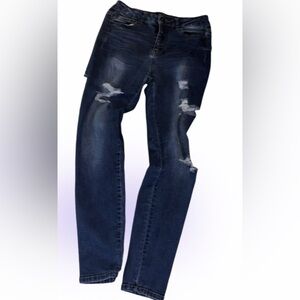 Wax distressed skinny jeans  Sz 7